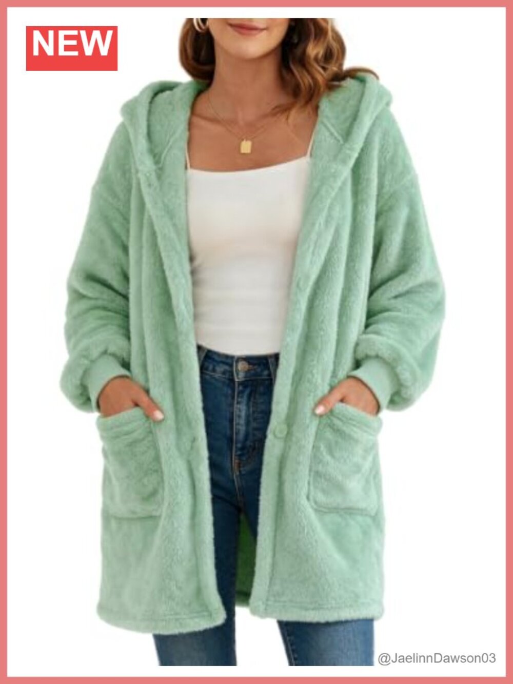 Womens Oversized Fuzzy Fleece Hooded Cardigan Sweatshirt Coat